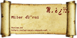 Miler Örsi névjegykártya